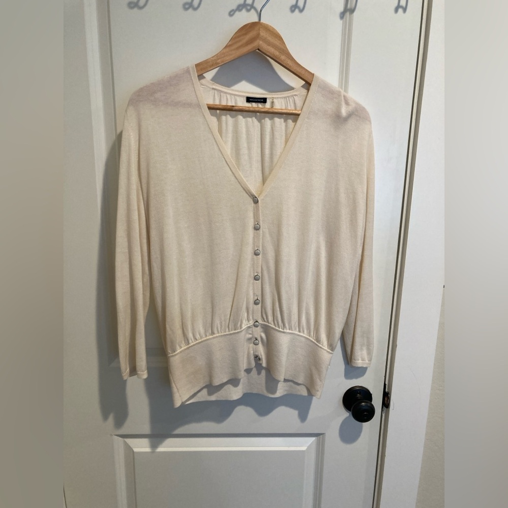 Magaschoni womens cream lightweight silk sweater - size small